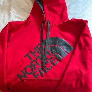 Red north face hoodie